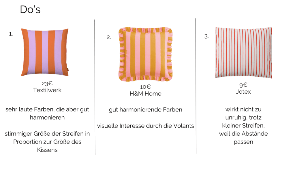 Auswahl gestreifte Kissen